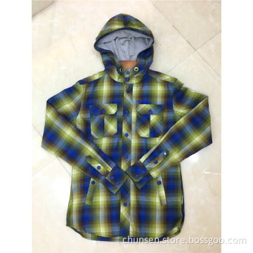Men Checkered Hooded Shirt
